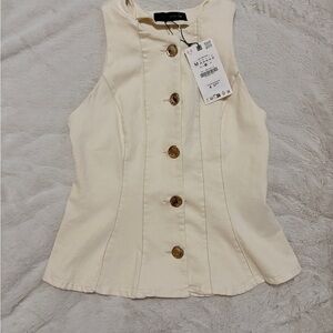 Zara Cream Button-Front Sleeveless Camisole